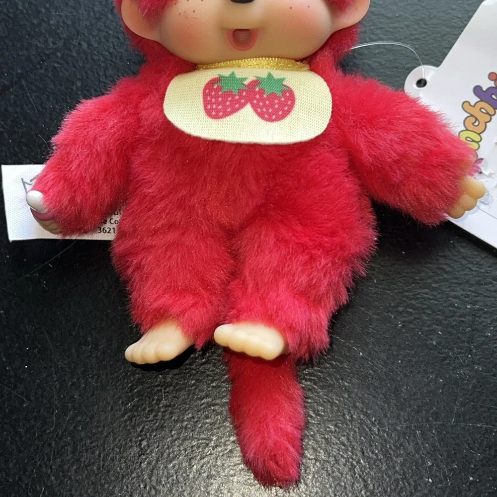 Monchhichi Mascot Sekiguchi STRAWBERRY Fruit Colors 5 inch Plush Doll New Red